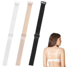 Grevosea 3 Pcs Bra Strap Holders for Slipping, Bra Clips to Make Racerback Adjustable Elastic Bra Strap Clips to Keep Bra Straps in Place (Black, White, Skin Color)