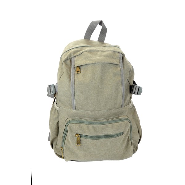 Basic Backpack for Men Canvas Cotton Daypack for Women 15' Laptop Sleeves (Olive Green)