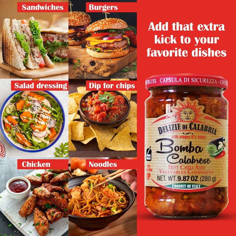 Bomba Calabrese Italian Hot Sauce Spread 9.87 Ounce - Pack