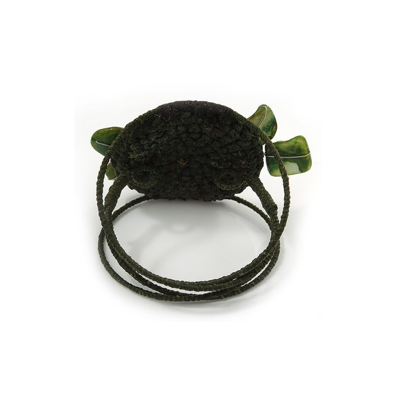 Avalaya Olive/Green Shell Bead Flower Wired Flex Bracelet - Adjustable