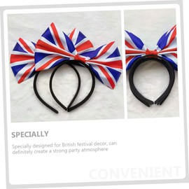 SAFIGLE 4sets British Headband Union Jack Hairband Bow for Events Selfie Accessory Elegant and Adorable Design 5pcs*4