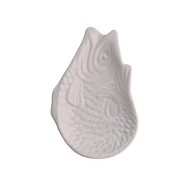 Pad Monsieur Carafon Decorative Plate Fish Ceramic Size S 12.5 x 2.1 x 8.3 cm (White)