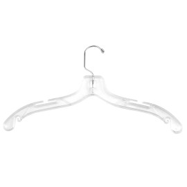 villago 17" Clear Plastic Middle Heavy-Weight Shirt Hanger with Chrome Hook 25 pack