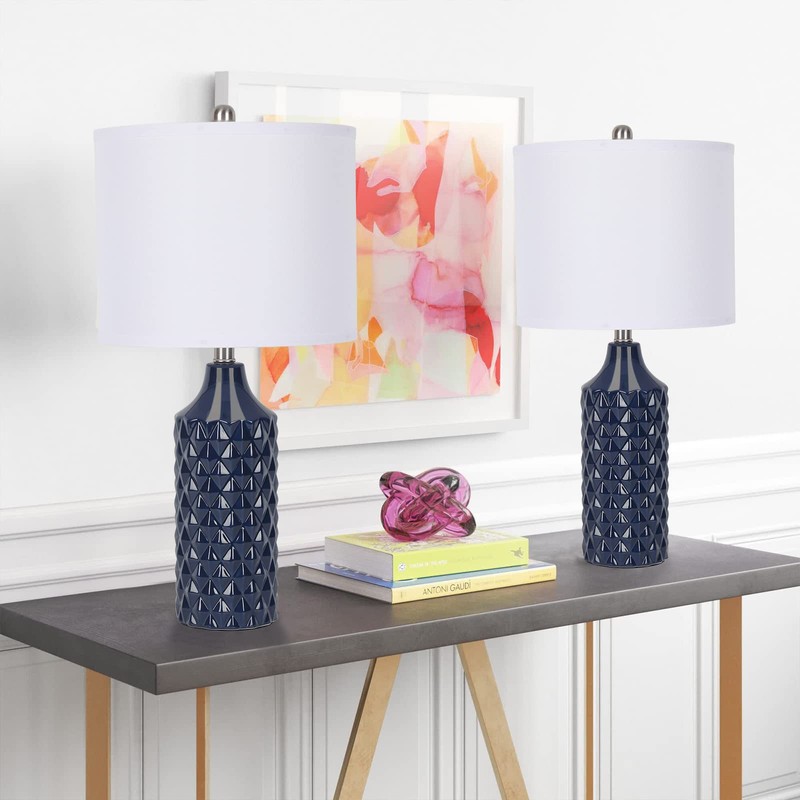 Qingmiao Modern Ceramic Table Lamp, Set of 2 - Navy