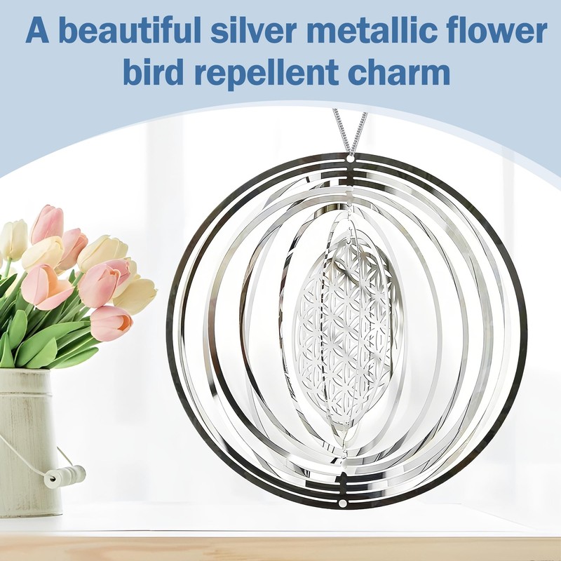 3D Rotating Wind Spinner, Hanging Garden Ornament with Spiral Design,