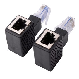 euroharry Pack of 2 90 Degree Ethernet Adapter, Right + Left Angled, RJ45 Male to Female Adapter, Shielded, Network Patch Connector, Compatible with Cat5 Cat6