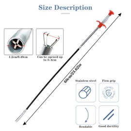 Regerly Claw Gripper, Set of 4, Flexible Claw Gripper Set, Retractable Four-Pointed Handle for Drains, Sink, Bathtub, Sewer Channels, Toilet (60 cm/90 cm/160 cm/200 cm)