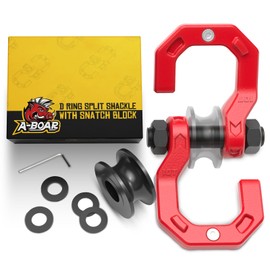 A-BOAR Snatch Block D-Ring Shackle Set, 3/4” Towing Winch Shackle & Snatch Pulley Block, Heavy Duty Separate D Ring Winch Shackle, 57320lbs(26T) Breaking Strength, for Off-Road Recovery, RedRed