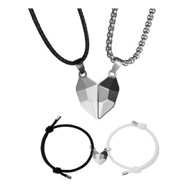 IWNG Corazon Collares Para Parejas Metal Magnético Juego De 4