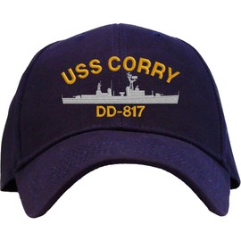 Spiffy Custom Gifts USS Corry DD-817 Pro Style Embroidered Baseball Cap Navy Blue