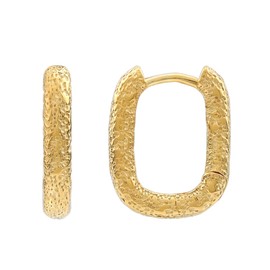 Silvershake 15X2MM 14K Yellow Gold Plated 925 Sterling Silver Textured Minimalist 0.6 Inch Huggie U Hoop Earrings Jewelry for Women, Sterling Silver 14K Gold Plated, No Gemstone