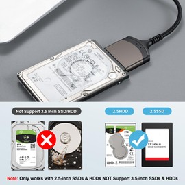 ULXUUUN SATA to USB Adapter Cable, USB 3.0 to SATA III Hard Drive Adapter for 2.5'' SSD/HDD Data Transfer, Support UASP - 9 Inchs, Aluminum Shell & Nylon Cord