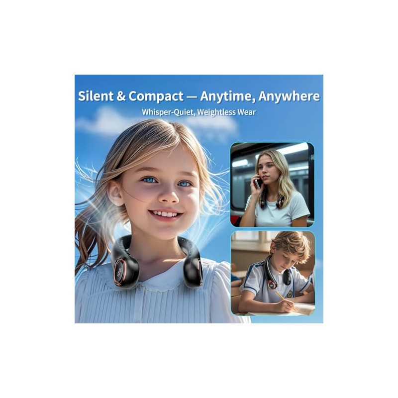BNBZ Portable Neck Fan with LED Display and 360° Cooling