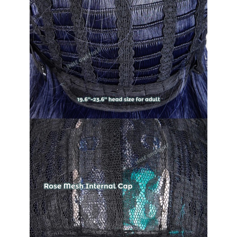 Blue Black and Peacock Blue Anime Cosplay Wig with Bangs