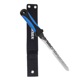 PAXLINSEN Stainless Steel Garden Knife with 11" Blade, Double Side Utility Sod Cutter Lawn Repair Garden Knife with Nylon Sheath (BLUE)