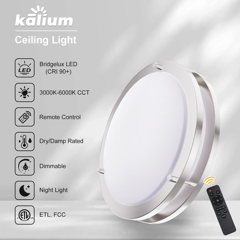 Kalium LED Ceiling Light with Remote 12 Inch Flush Mount