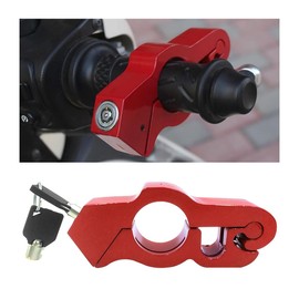 JNNJ Aluminium Alloy Motorcycle Handlebar Lock Universal, Motorcycle Grip Safety Locks for Securing Your Motorcycle, Grip Security Locks Sports Bikes (Red)