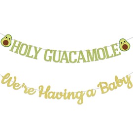 Holy Guacamole We Have a Baby Banner, aguacate baby shower revelan género decoración de fiesta, taco bout a baby banner, guacamole santo baby shower decoraciones de fiesta dorado y verde