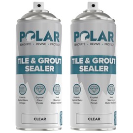 Polar Tile & Grout Sealer Clear Aerosol Spray - 2 x 13.5 Fl Oz | Instantly Waterproofs and Protects Floor Tile Grout | Ideal for Bathroom, Shower & Kitchen | Interior & Exterior Tile Sealer