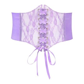 TTPSRY Women's Belt Lace Tie Silk Elastic Waistband Ideal for Dinner Parties and Everyday Wear Belt for Dress, purple