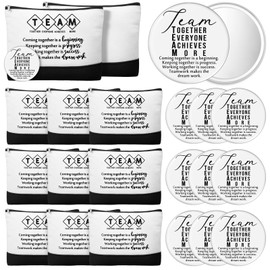 Paterr 12 Sets Employee Appreciation Gift Bulk for Women Makeup Bag with Zipper Mini Compact Mirrors for Medical Assistant Vet Tech (Team)