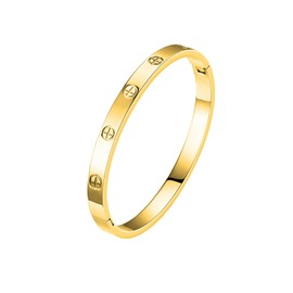 Viskmdi Womens Gold Bracelet Stainless Steel Gold Plated Bracelet Shiny Cubic Zirconia Bracelet Gold Bangle Love Bracelet with Screwdriver Fashion Jewelry for Mom Sister