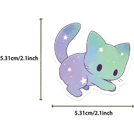 50 Pcs Cartoon Rainbow Starry Sky Cat Stickers - Cute Aesthetic Waterproof Vinyl for Water Bottle, Laptop, Phone, Skateboard - for Teens, Girls, Kids and Women(Starry Sky cat)