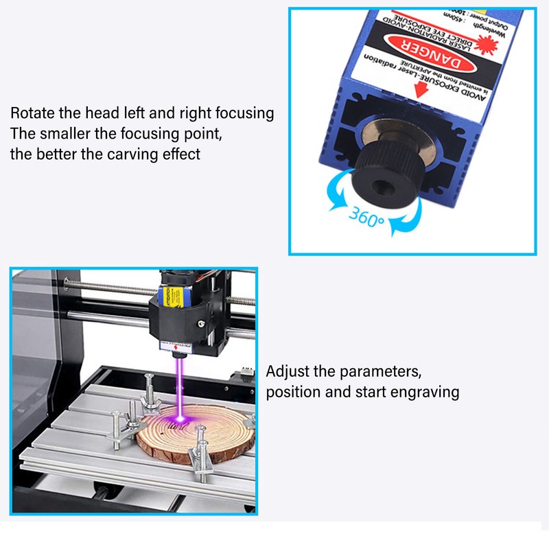 12V 10W Engraver Laser Module Focusable Engraving Machine Blue Light