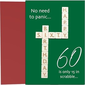 60th Birthday Card 60 Years Old - With Wooden Pieces Large A5 size
