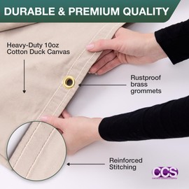 CCS Waterproof Canvas Tarp Cover – Heavy Duty Duck Cloth, Waxed Canvas Tarpaulin with Rustproof Brass Grommets for Camping, Construction, Equipment & Outdoor Use (White, 6x10 Ft)