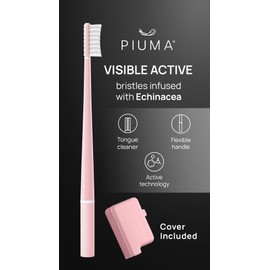 Piuma Care Zahnbürste – weiche Borsten – Echinacea-Borsten – Zahnpflege – Vorbeugung von Flecken – Zungenreiniger weich – Tiefenreinigung