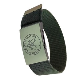 GravurManufakturBerlin Trouser Belt with Craft and Guild Sign Leather Belt Nylon Belt 4 cm Wide One Length Can Be Shortened, Black textile, One size fits all