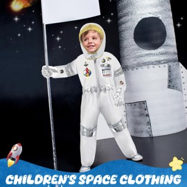 Oerphh Astronaut Costume Kids Spaceman Role Play Costume Set with Astronaut Pin for Children Boys Girls (S)