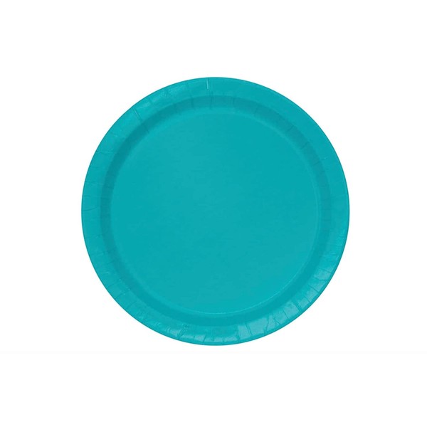 Unique Industries Solid Round Dinner Paper Plates-9", Caribbean Teal