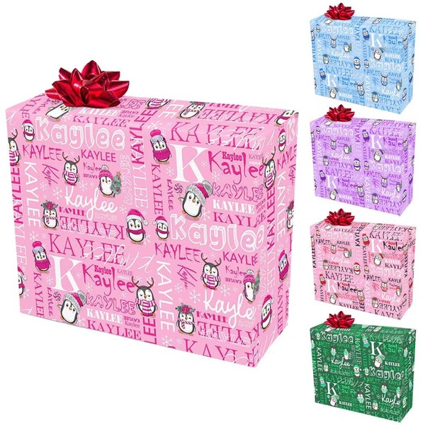 MyPupSocks Personalized Winter Holiday Wrapping Paper, Custom Wrapping Paper with