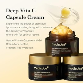medicube Crema cápsula con vitamina C profunda | Liposoma Vitamina C Golden Capsule para una piel radiante y de aspecto firme | Textura de gel hidrata