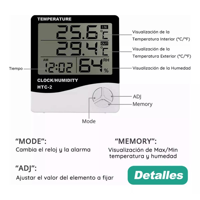 Generic 3set Higrometro Digital Termometro Htc-2 Medidor De Humedad