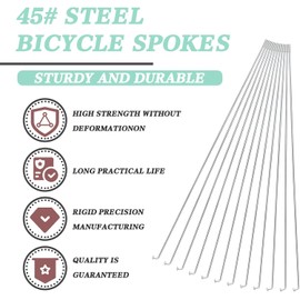 GATWOEST 36 Pcs 14G J Bend Bicycle Spokes Silver Steel Bike Spokes with 36 Brass Nipples Upgraded Cycle Spokes for MTB,Ebike,Mountain,Road City Bikes 700C Wheels - 163 mm