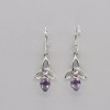 Amber America Facetted Purple AMETHYST Celtic Knot Earrings Leverback 925