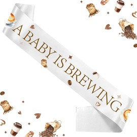 kreat4joy Coffee Baby Shower Decoration, A Baby Is Brewing Sash Something Sweet Baby Is Brewing Sash for Coffee Baby Shower Gender Reveal Decoration