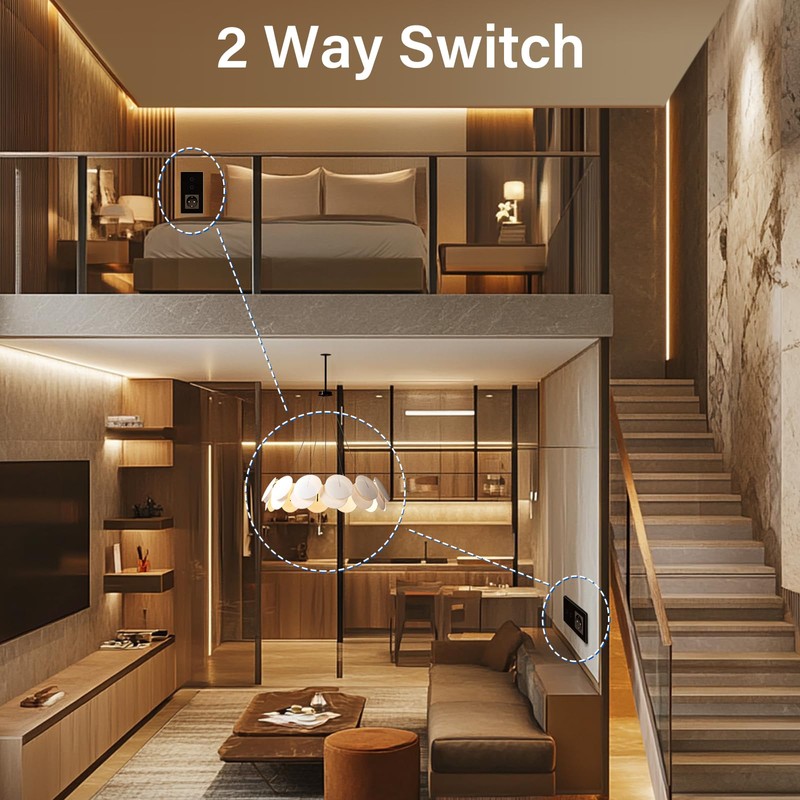 BSEED Touch Light Switch with Socket and LED Interface, 2-Gang,