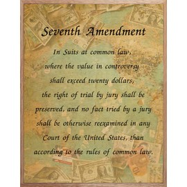 Seventh Amendment American Constitution Inspirational Vintage Wall Arts, Ideal for Home Office School Library Decor, Great Motivation For Student, Child, Or Work Colleague - Unframed 11 x 14 Inch By H+CO