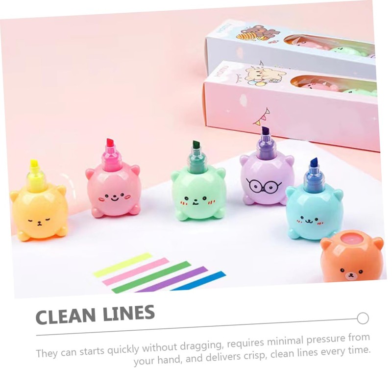 Tofficu 1 Set Bear Highlighter Bear Pens Pastel Highlighters Kawaii