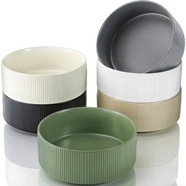 Jeffbaubl Cereal Bowls Set of 6, 6.1 Inch Ceramic Soup Bowls, Deep Bowl Set for Kitchen, Microwave and Dishwasher Safe, Stackable Bowl for Cereal, Soup, Salad, Dessert(Multicolor)
