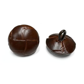 Genuine Leather Buttons Vintage Pack 6 - Round Sewing Buttons for Coats Jackets Sweaters Knitwear Craft DIY Accessories (Dark Brown, 3/4")