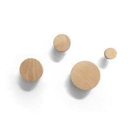 anaan Bubble Wall Hooks, Round, Wooden Coat Hooks, Wall Mounted Coat Rack, Wall Decoration, Modern Design (Set of 4 Beech)