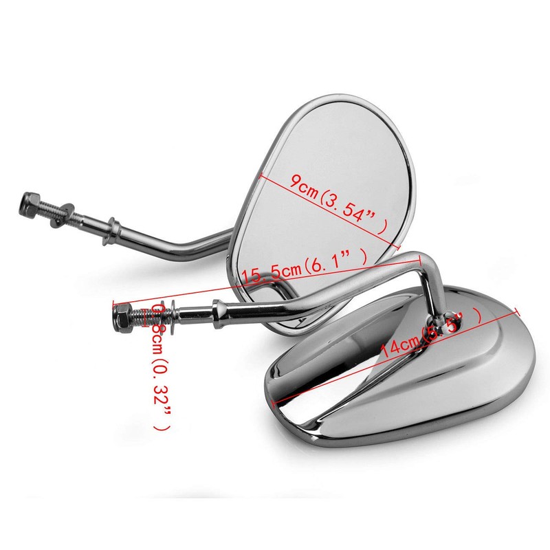 8mm Chrome Tapered Motorcycle Teardrop Rearview Side Mirrors For Harley