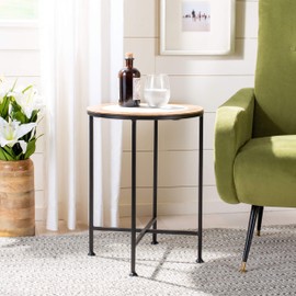 Safavieh Home Lumi White Marble and Black Accent Table