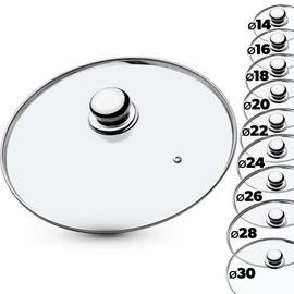 Kadax Glass Lid with Steel Handle, Heat-Resistant Lid for Pot, Lid with Steam Vent, Universal Lid in Various Sizes, Lightweight Pot Lid, Dishwasher Safe