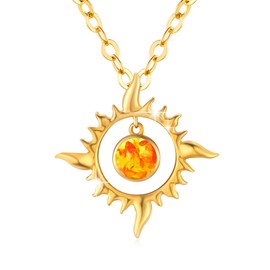REDSUN Sun Chain 925 Sterling Silver Opal/Moonstone Sun Necklace Gold Pendant Sun Gold-Plated Jewellery for Women Girls Gifts, Sterling Silver